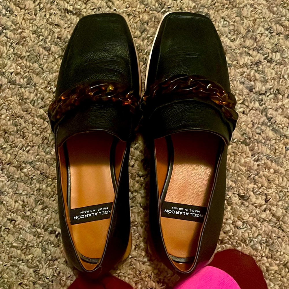 black leather shoes